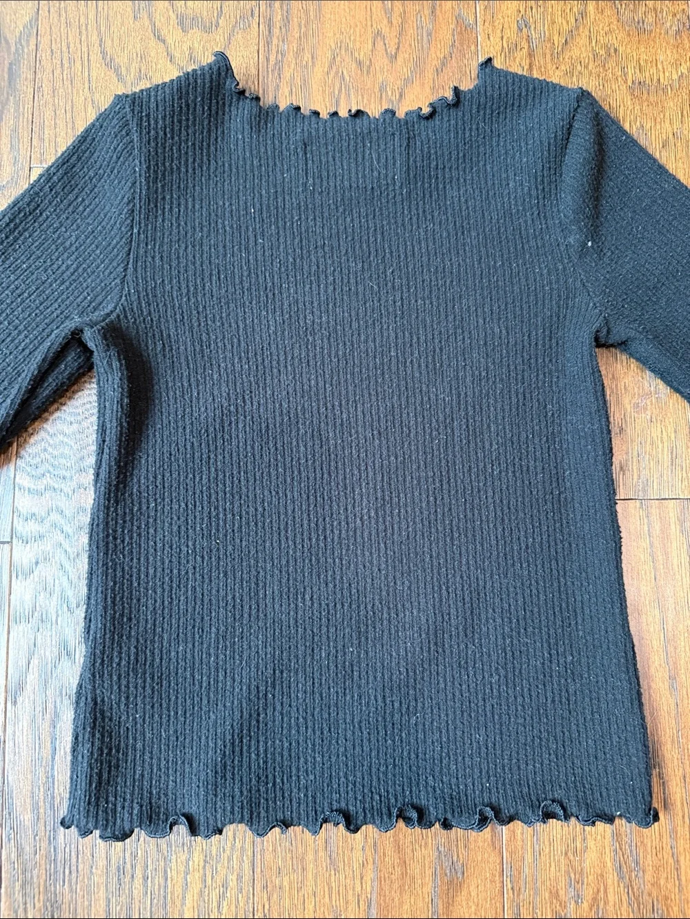 Old Navy Girls Long Sleeve Ribbed Tops - Gray Floral & Black size small 6-7